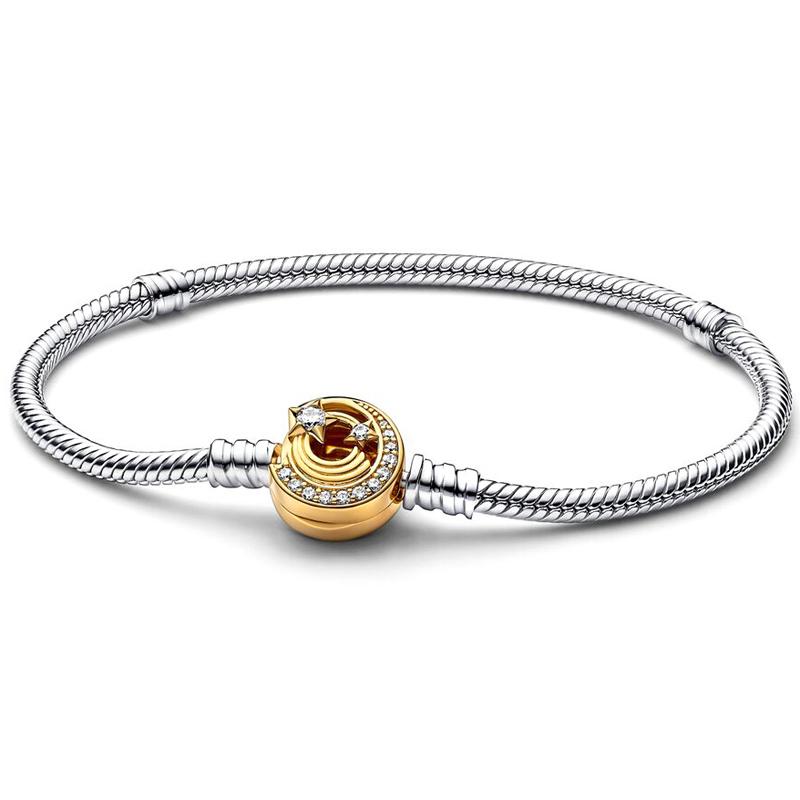 Оригинальная застежка «Падающая звезда» с Т-образной застежкой, браслет-цепочка «змея», подходит для ювелирных изделий из стерлингового серебра 925 пробы с бусинами