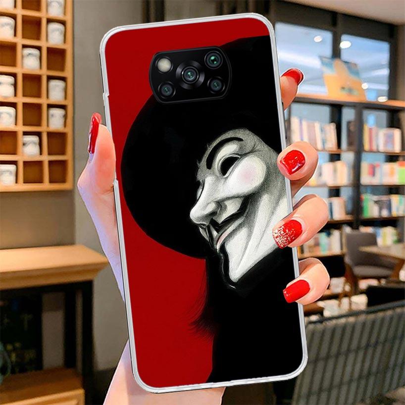 Anonymous V Mask Cover Phone Case For Xiaomi Poco F7 Ultra X7 X6 X5 Pro M7 Redmi 15C 15 13C 13 12C 12 10C 10 9A 9C 9T 9 Shell Po