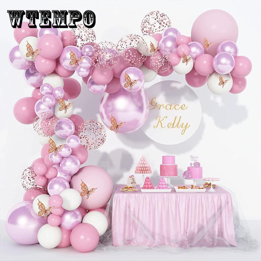 Розовый воздушный шар, гирлянда, арка, комплект, украшения для дня рождения, детский день рождения, фольга, воздушный шар из белого золота, свадебный декор, детский душ, Globos