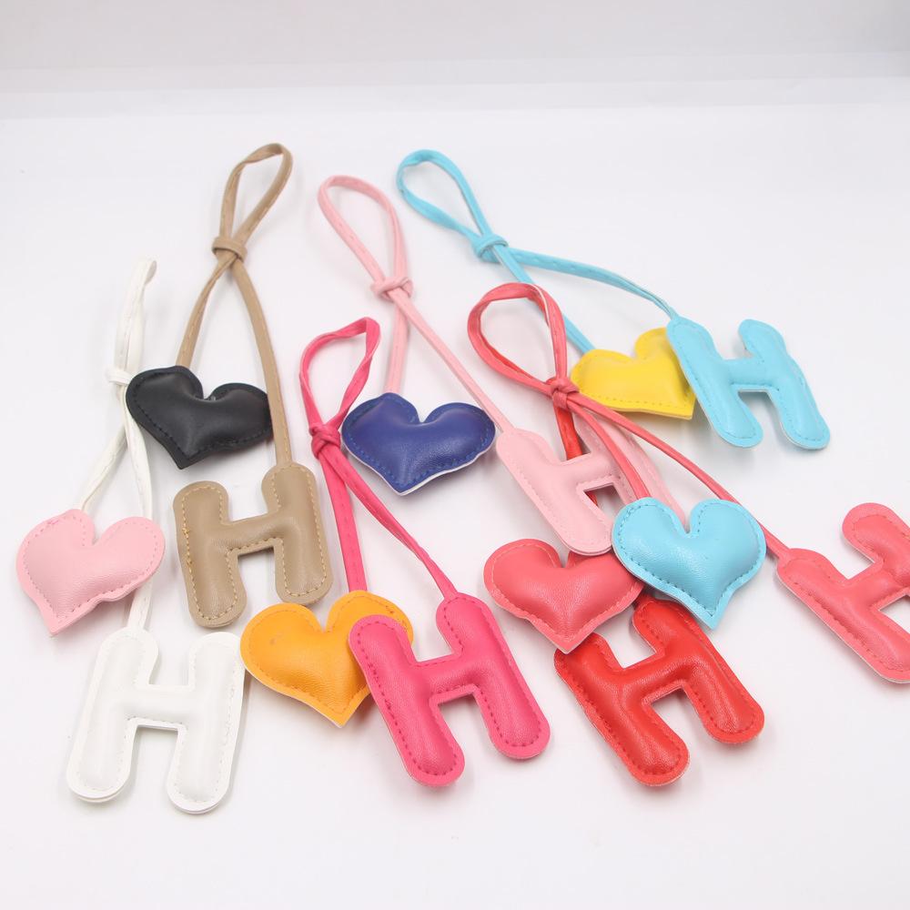 Color Blocking Letters Heart-shaped Leather Bags DIY Knotted Hanging Ropes Hanging Accessories Clothing Accessories Matching Hanging Ornaments