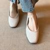 Super soft leather~ French cool single shoes women's square head hollow hole shoes retro shallow mouth hollow breathable Mary Jane shoes
