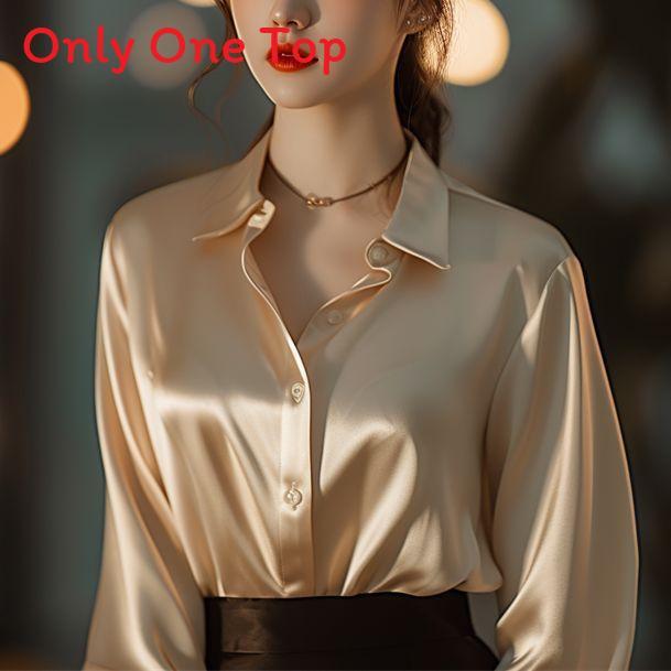 Womens Satin Purple Business Shirt With Long Sleeves For Office And Workwear