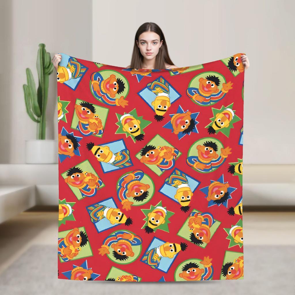 Christmas Present Pattern Blanket S-Sesames Streets Warm Soft Plush Throw Blanket For Couch Sofa Bed Flannel Bedspread Bed Cover