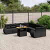 11 piece Garden Sofa Set with Cushions Black Poly Rattan
