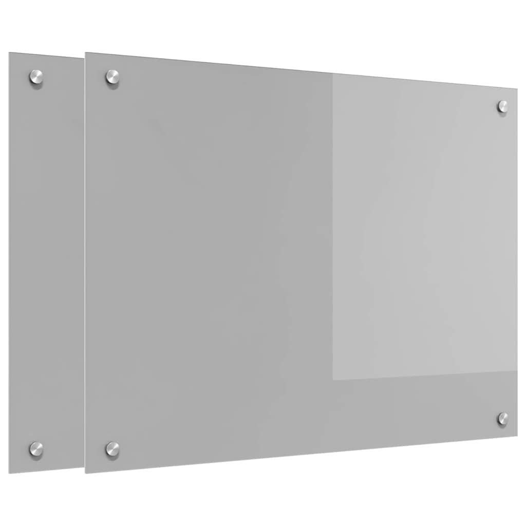Kitchen Splashback 2 pcs Light Gray 80 x 60 cm Tempered Glass