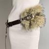 Punk Pu Studded Fur Belt Y2K Vintage Faux Fur Waistband Metal Plush Furry Waistband Jeans Waist Belts Accessories