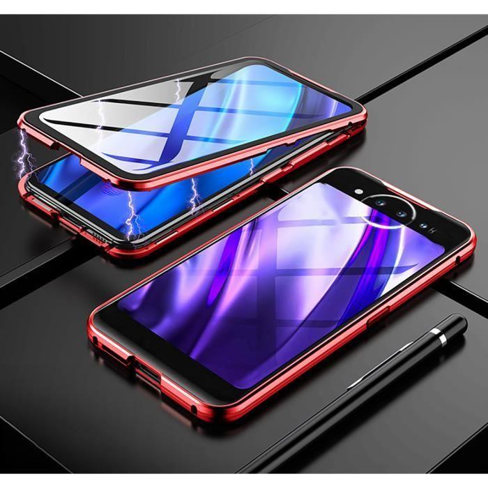 Coque iphone 11 Pro Magnétique Métal étui Protection à 360 Degrés Antichoc - Rouge