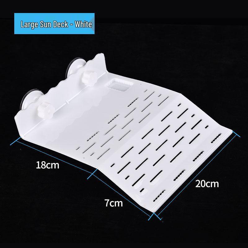 Acrylic Turtle Climbing & Sunbathing Platform with Feeding Trough - Small Size Floating Island for Tanks