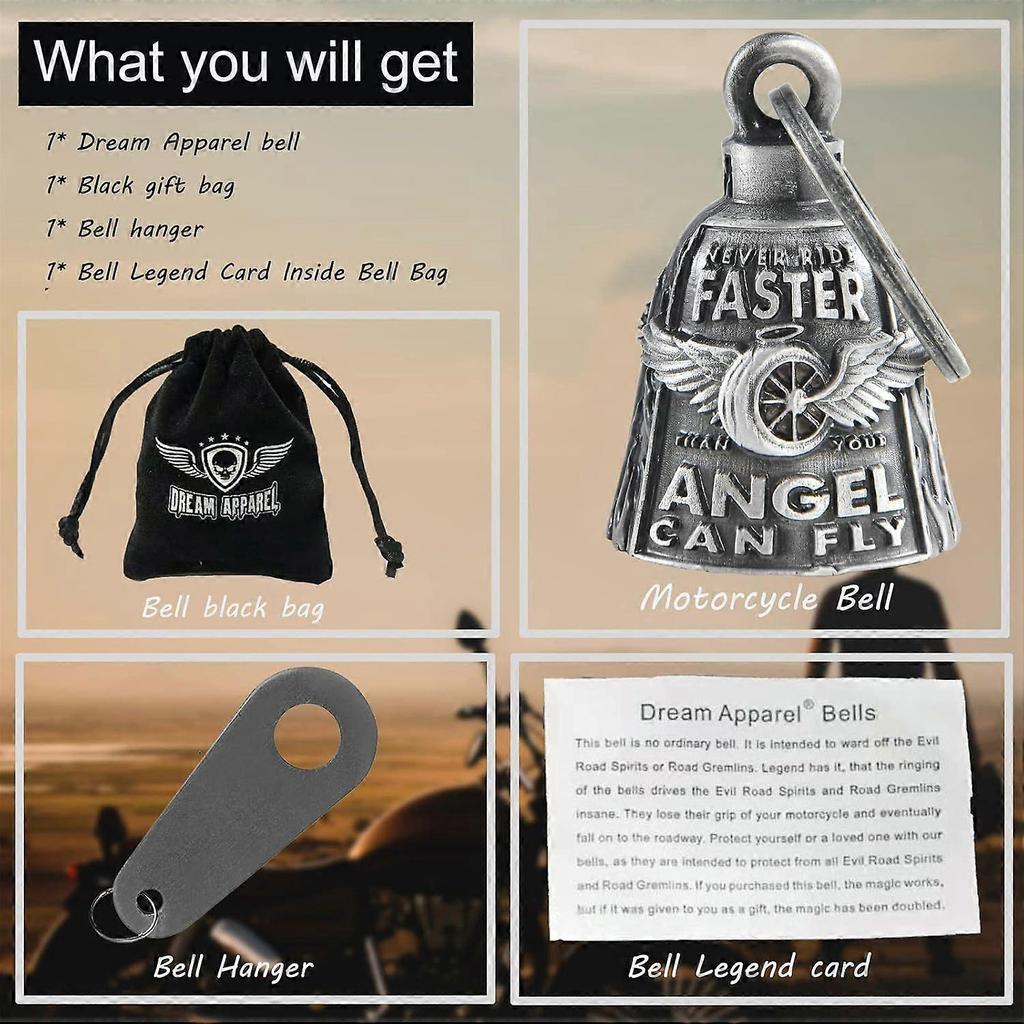 Motorcycle Bells for Bikers Guardian Angel Gremlin Bells for Motorcycle Rider Key Chain Fo