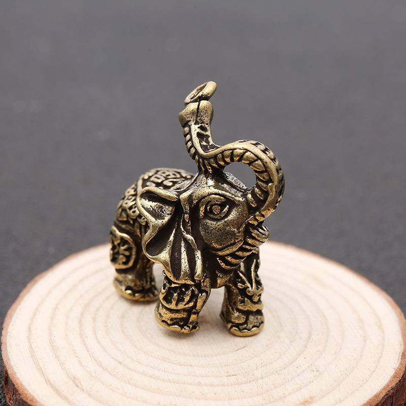 Креативное украшение в виде детского слоника, унисекс, благоприятный маленький бронзовый слоник, брелок, ретро, антикварная подвеска с ручкой