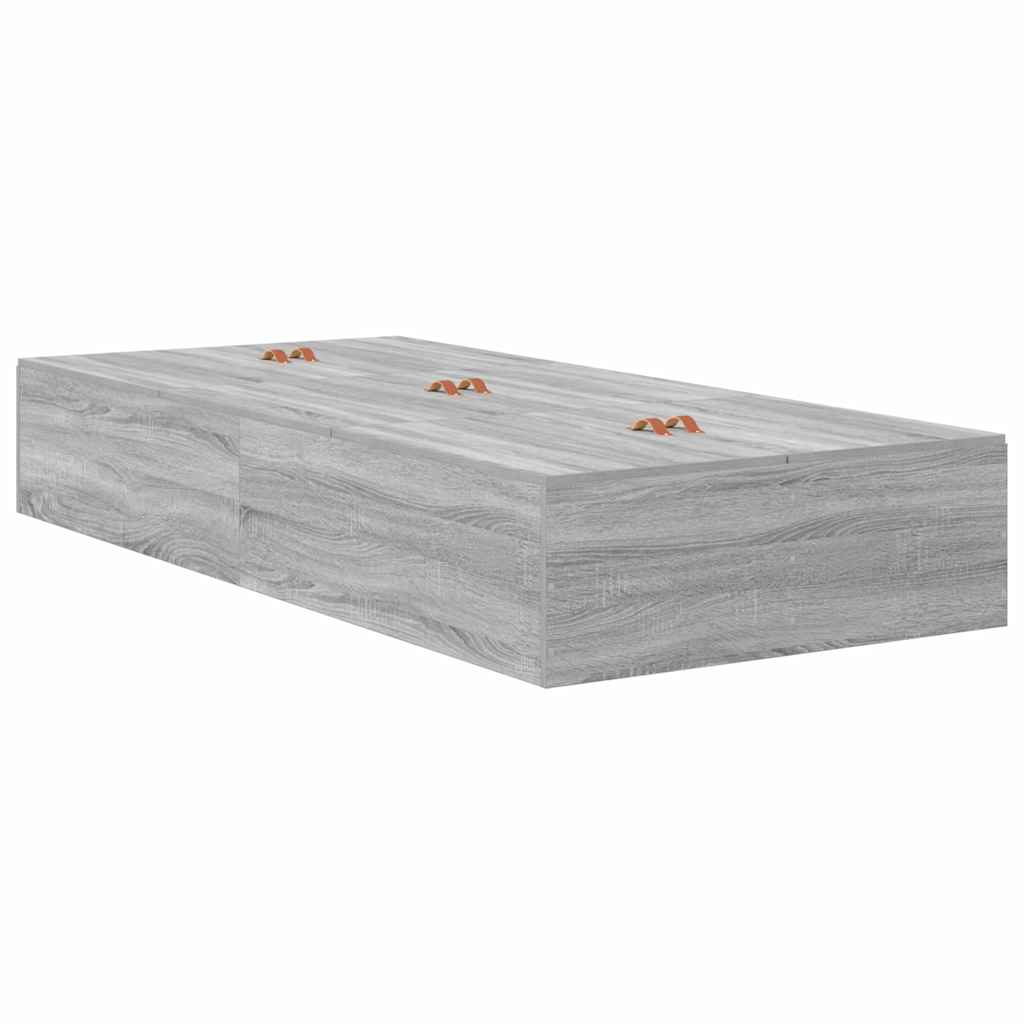 Storage Bed Frame with Grey Sonoma Finish 80 x 200 cm