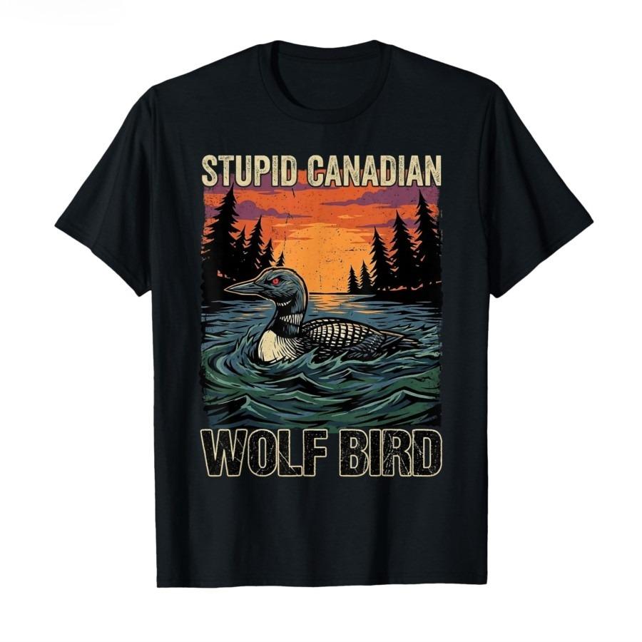 Summer 2026 New Silly Canadian Wolf Bird Print Tshirt High Quality Fashion Casual Breathable Mens Crew Neck Print Tshirt