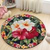 Визуальный 3D Круглый ковер с тропическим гибискусом и плюмерией, Яркий цветочный ковер, Тропический гибискус, Бохо, Украшение для гостиной, Спальни