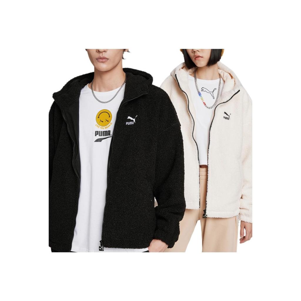 Puma FW22 Back Logo Print Флисовая куртка с капюшоном на молнии Верхняя одежда унисекс Черный 539568-01