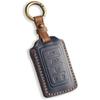 Vintage Leather Key Fob Cover Case for Jeep Grand Cherokee Wagoneer 2024 2025 2026, Handmade Crazy Horse Leather, Brown