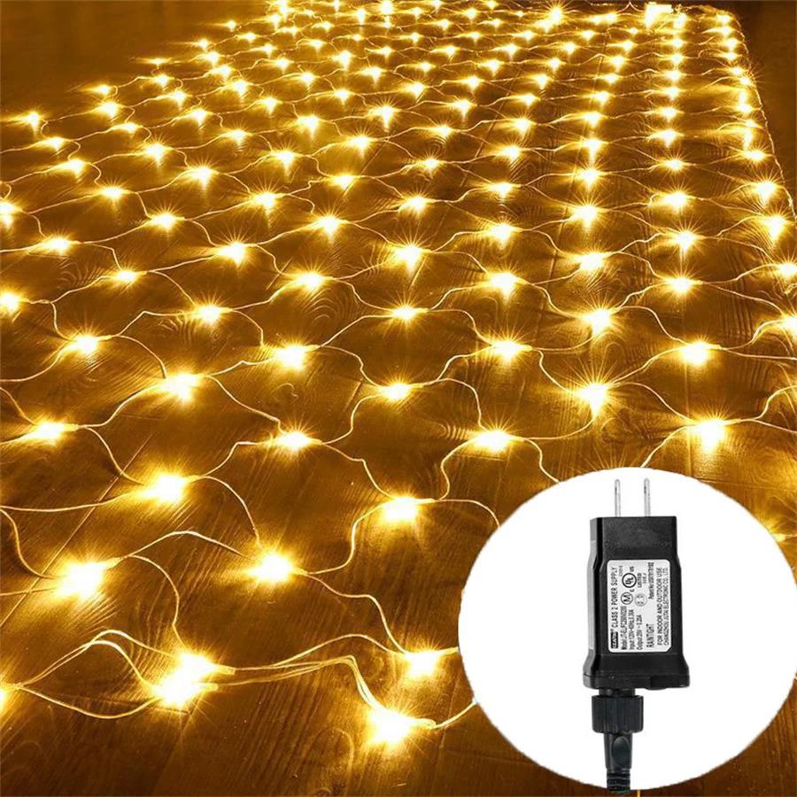 Thrisdar DC24V 3X2M Уличные рождественские гирлянды из сетки 200 светодиодов Водонепроницаемая подвесная оконная занавеска Сказочная гирлянда