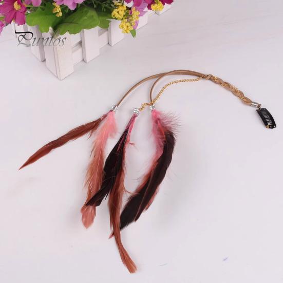 Заколка для волос в виде пера, цветная кожаная длинная заколка для волос с кисточками, легко сочетающийся головной убор, аксессуары для волос для тематических вечеринок