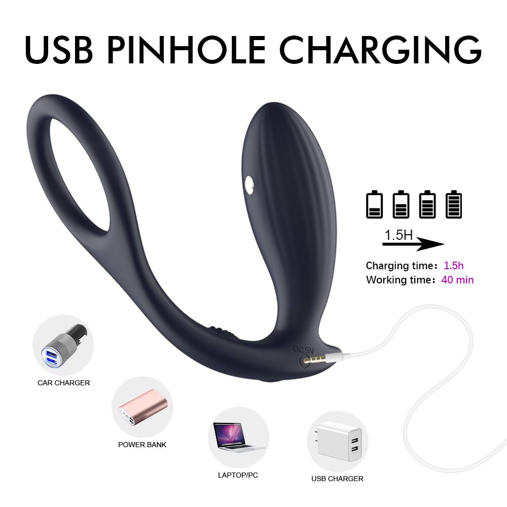 Мужская 7-частотная анальная пробка для точки G и бусины для задней части тела, игрушка-массажер простаты, зарядное вибрационное стопорное кольцо