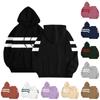 Women's Patchwork Stripe Long Sleeve Casual Pullover Hooded Sweatshirt