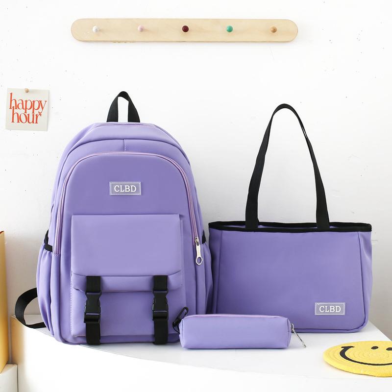 Многокомпонентный рюкзак, набор для учащихся средних школ, школьный рюкзак, однотонный рюкзак для девочек большой вместимости