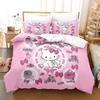 Sanrio Kuromi HelloKitt Kawaii Cartoon 3D Digital Printing Quilt Cover Pillowcase Bedding Three-piece Set Cosplay Best Gift
