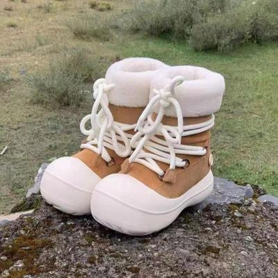 Модные белые зимние ботинки женские милые короткие хлопковые ботинки толстая подошва меховая подкладка утепленные теплые хлопковые ботинки круглый носок резина