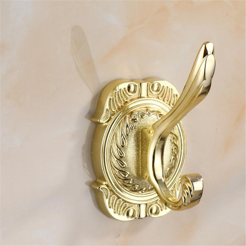 Tuqiu Gold Резной крючок для халата в ванной Настенные крючки Алюминиевый крючок для кухонного полотенца Черный ключ Держатель для вешалки для шляп и сумок Крючок для одежды