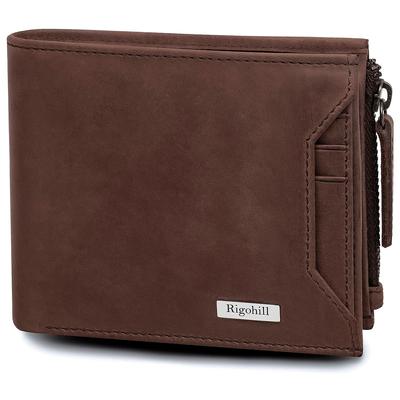 RIGOHILL Куба-коричневый кожаный мужской кошелек | Мужской кошелек с RFID-блокировкой | Кошельки Мужские Кожаные