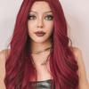 HENRY MARGU Long Dark Red Synthetic Wig Brown To Red Ombre Natural Hair Wig for Women Christmas Wig Cosplaysalon Heat Resistant