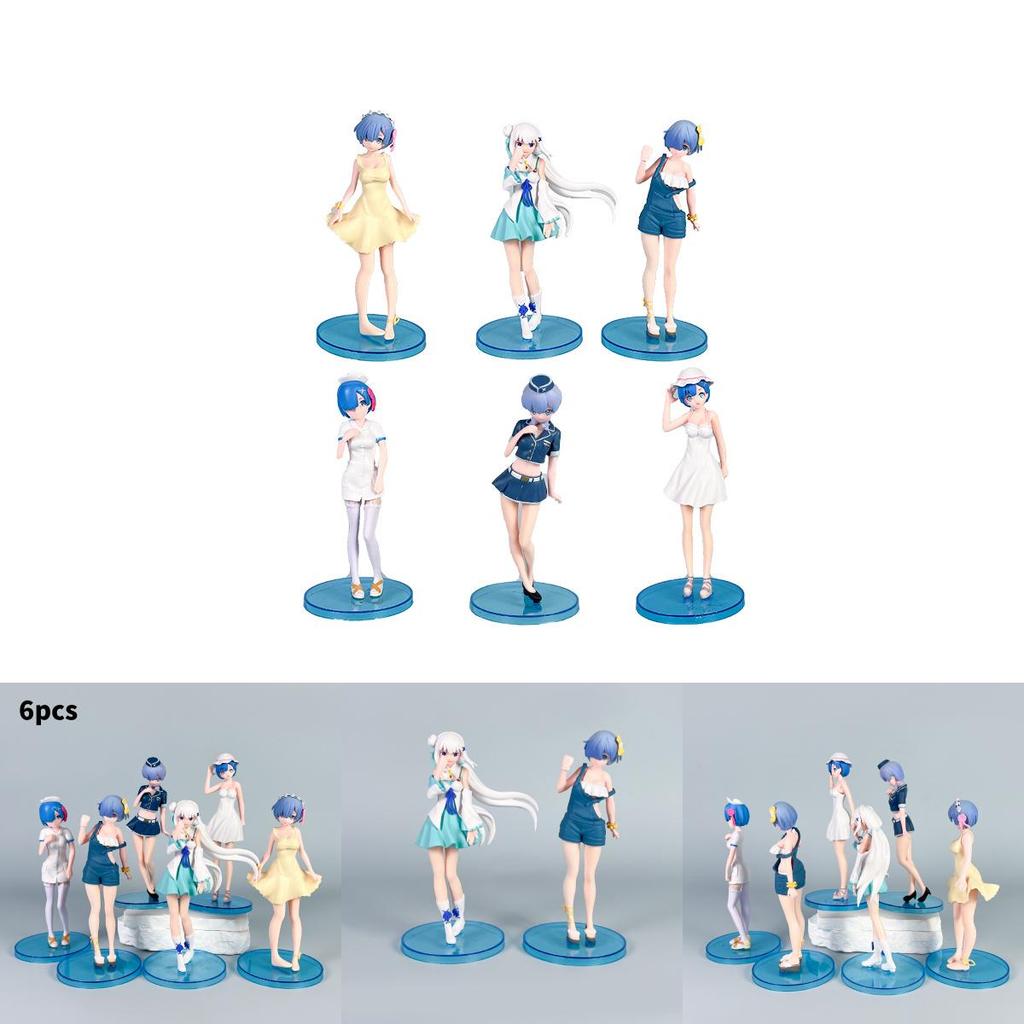 Фигурка аниме ПВХ Re:Zero Пара Рем и Эмилия Для настольного дисплея и в качестве идеи для подарка