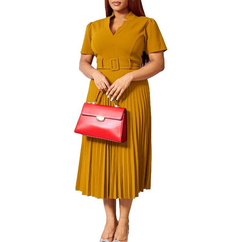 Женское летнее компрессионное платье с коротким рукавом и V-образным вырезом, с высокой талией, модное платье с завышенной талией