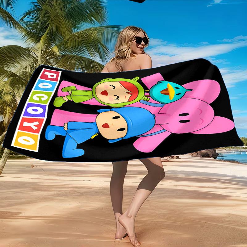 Pocoyo's Colorful Adventure Beach Towel, Quick-drying, Easy to Care for, Suitable for Both Fitness and Beach Vacations,Sports Essential