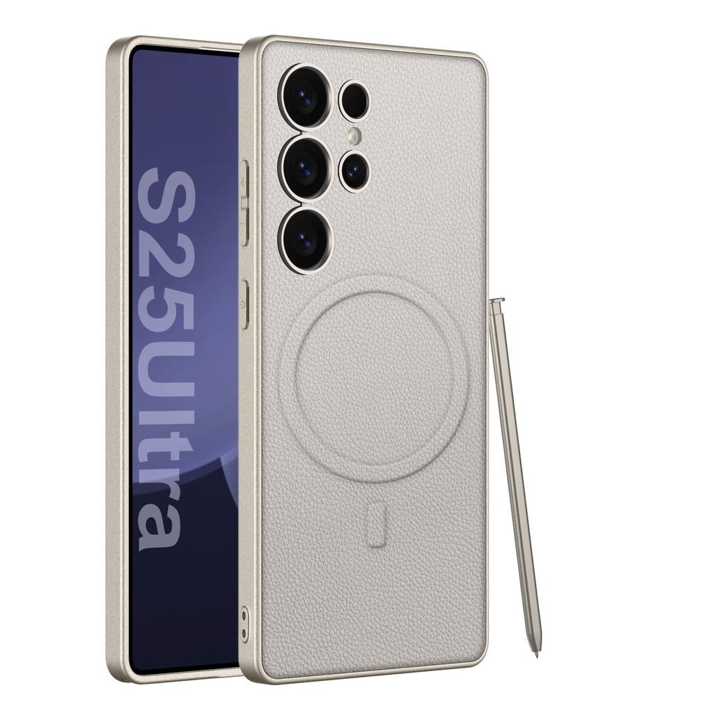 Original Leather S25Ultra Phone Case For Samsung Galaxy S23 S24 S25 Ultra Case Luxury Built Magnetism MagSafe Protective Cover