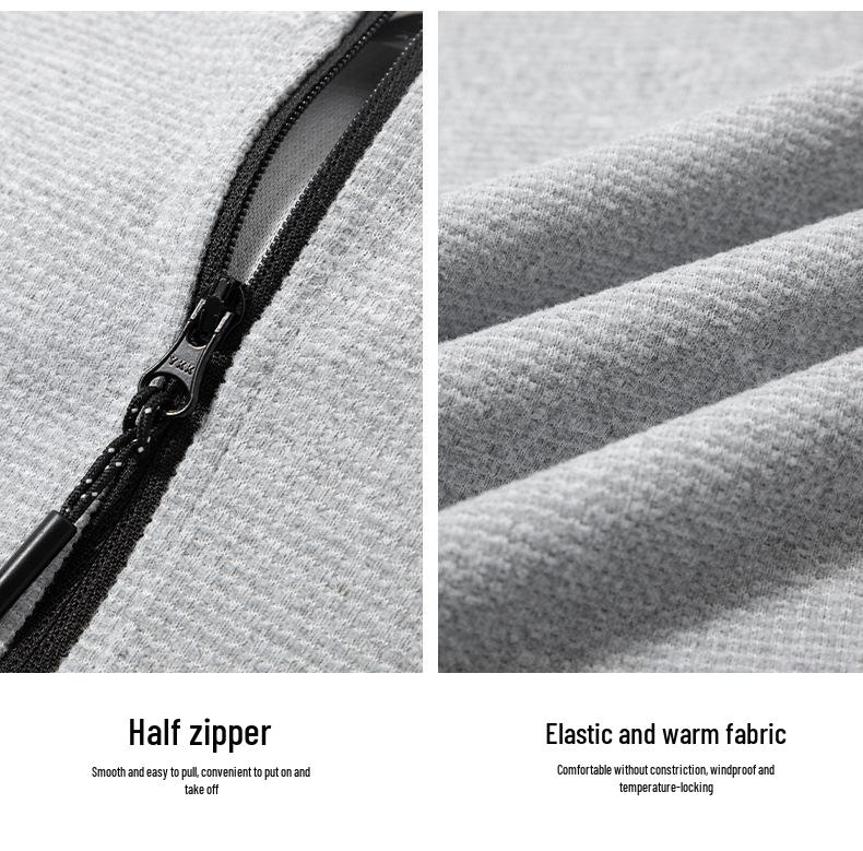 Мужская быстросохнущая эластичная футболка с длинным рукавом - Зимний базовый слой из флиса с начесом для пеших походов