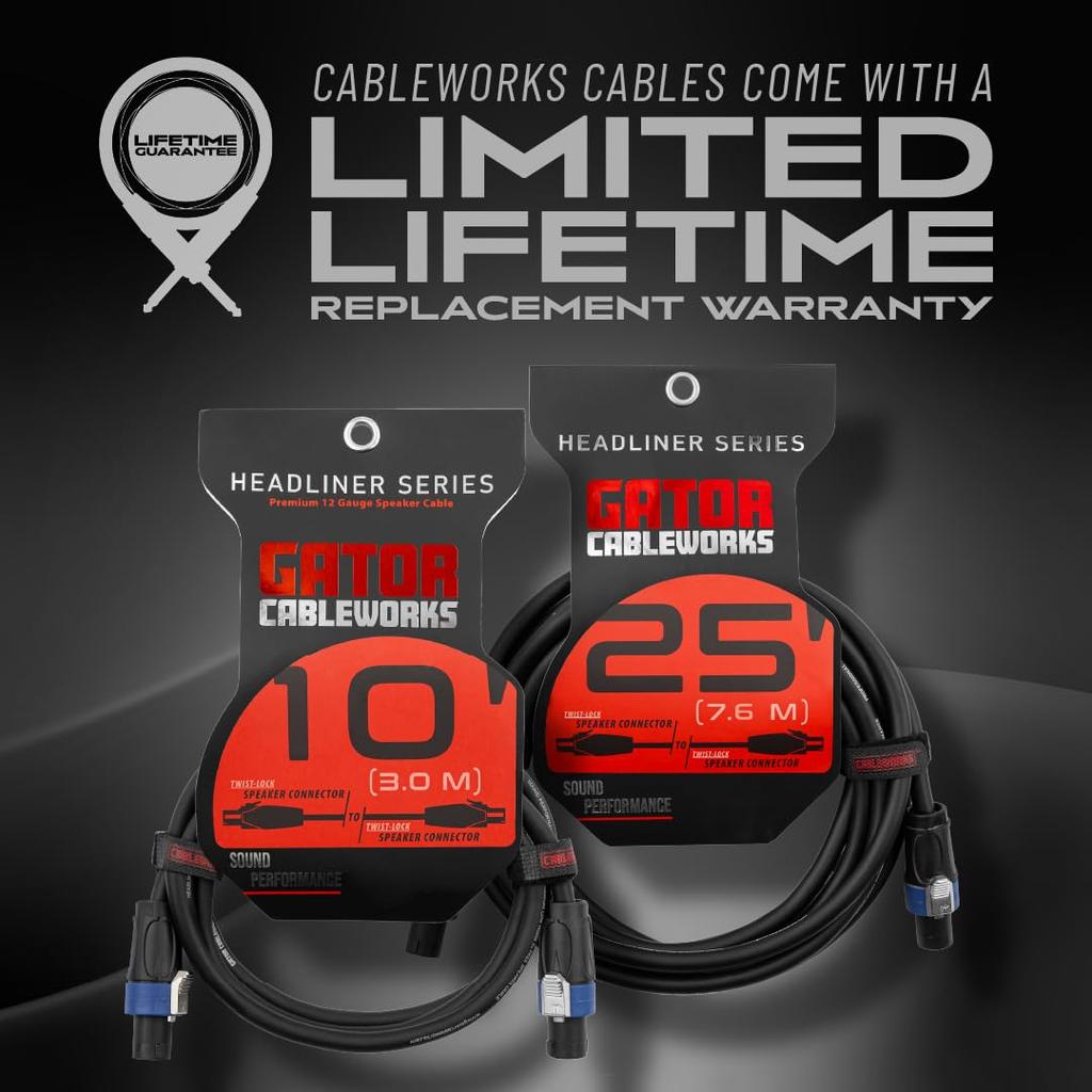 Cableworks от Gator Cases Cableworks Акустический кабель Headliner Series (25 футов Speakon/Speakon) GCWH-SPK-25-2TL []