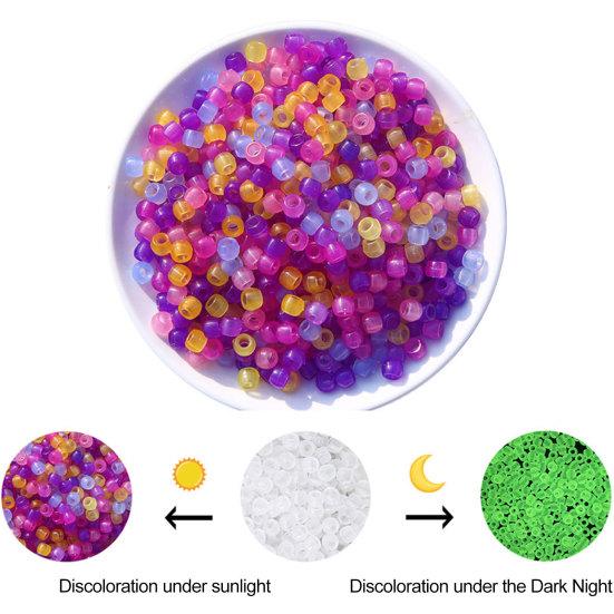 100Pcs/Bag Acrylic Pony Beads Color-Changing Glow In The Dark Exquisite Mixed Colors Round Beads DIY Making Accessories Necklace Making Loose Beads