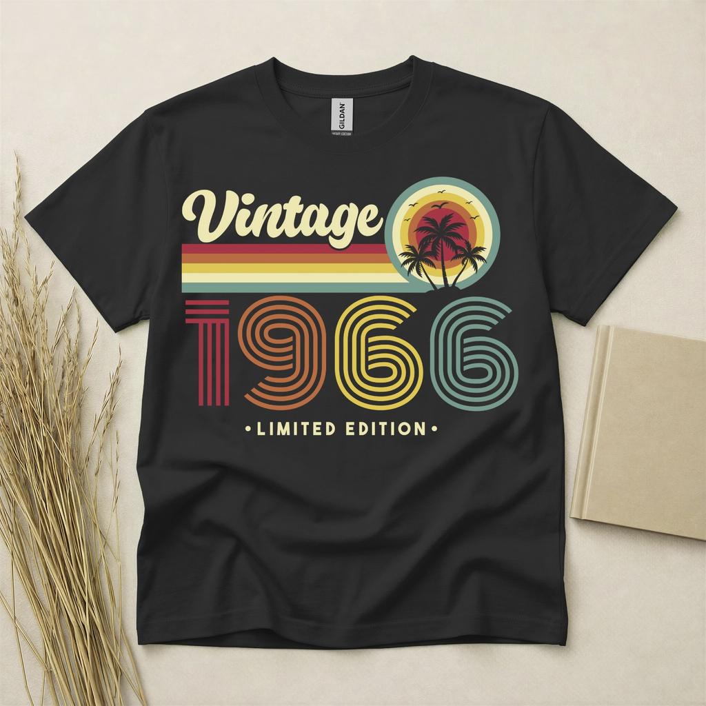 60th Birthday T Shirt Born In 1966 Gift 60 Year Old T-Shirt Vintage Sunset Palm