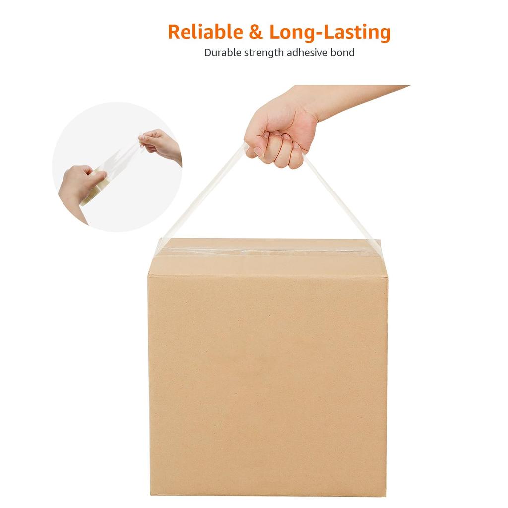 AmazonBasics Packing Tape, Perfect for Packaging, Shipping, Moving, and Storage, Clear, 51mm x 55m, 0.069mm Thick (12 Rolls)