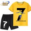 Лето 2025 Роналду 3D Печать Летняя Детская Футболка Спортивный Комплект из Двух Частей: Шорты Подходит для Мужчин и Женщин Удобный, Мягк