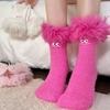 Crazy Big Mouth Monster Plush Socks Thickened Coral Fleece Cartoon Sleep Socks Winter Warm Soft Home Socks for Women Girls