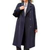 Женское шерстяное пальто осень-зима двубортное пальто с лацканами свободного кроя однотонное теплое длинное пальто для повседневной носки в офисе