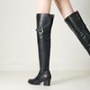 Women's High-heeled Boots Sexy European and American Style Autumn and Winter New Item Solid Color Thick Heel Plus Size Knee High Boots