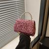 Fashionable High-end Sequin Handheld Small Square Bag for Women's New Chain Shoulder Bag Fashionable Simple Small Square Bag