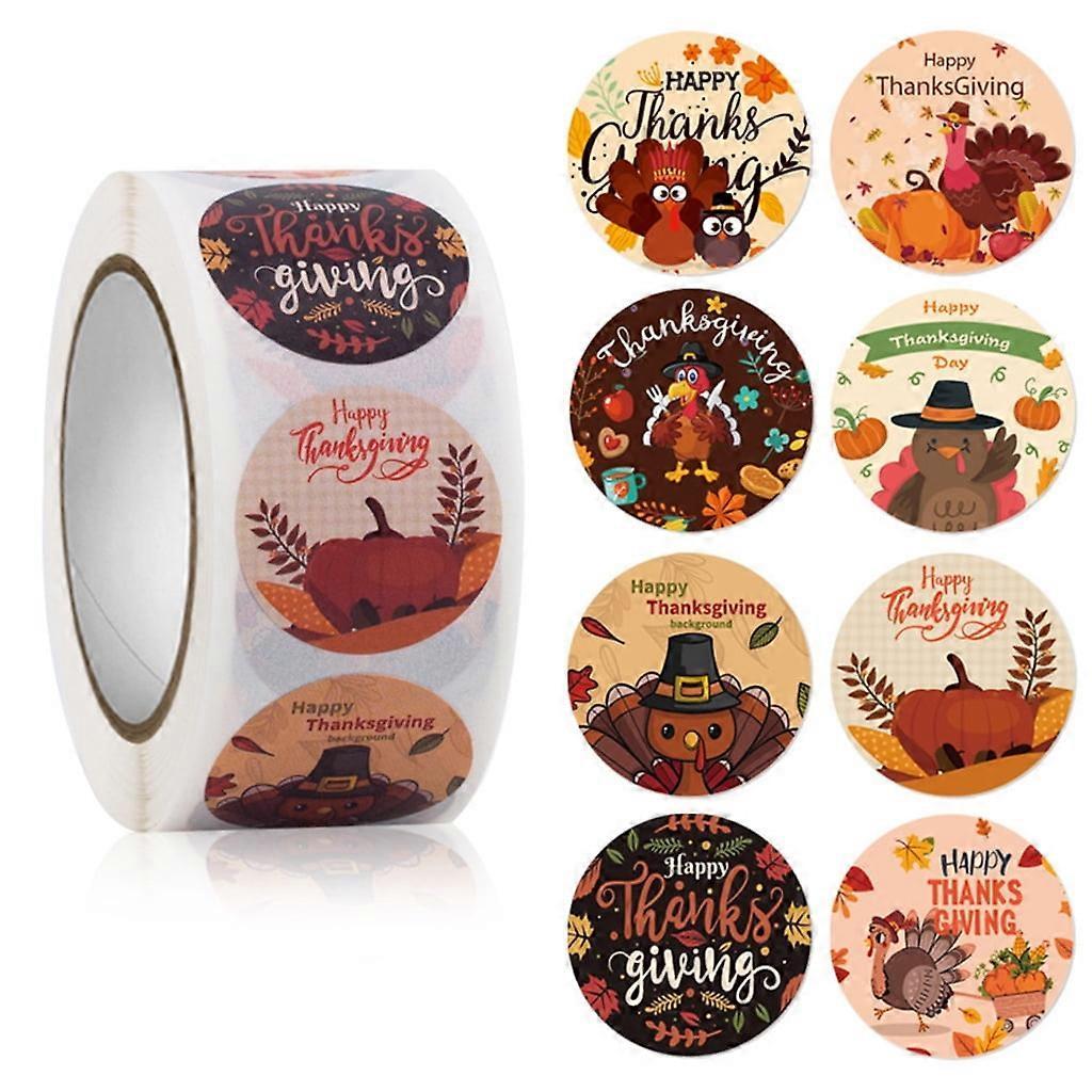 500 Happy Thanksgiving Stickers, Fun Thanksgiving Designs for Holiday Harvest Party Decorations, Gift Wrapping Labels, School Supplies