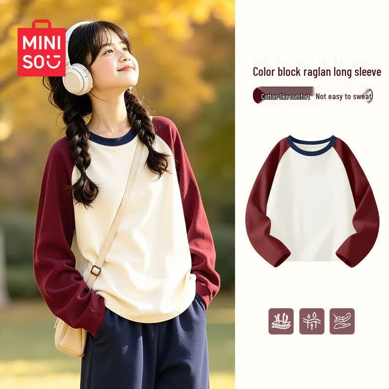 MINISO Хлопковая футболка с длинным рукавом для девочек