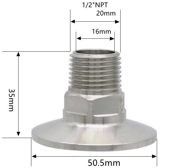 1/4" 3/8" 1/2" 3/4" 1" -4" NPT Наружная резьба x 0.5" 0.75" 1.5" 2" -4" Соединение Tri Clamp Трубопроводная арматура Нержавеющая сталь 304 316L Санитарная