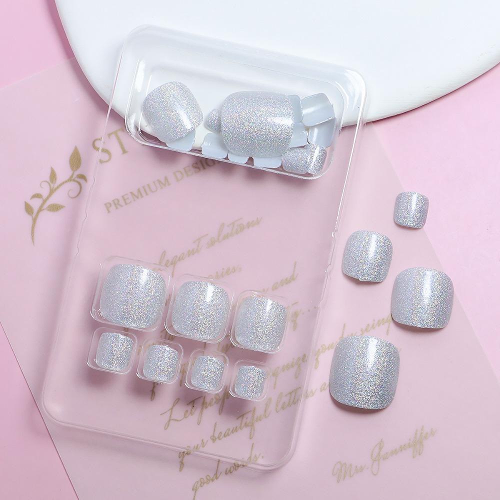 Накладные ногти на ногах, квадратные накладные ногти на ногах, съемные накладные ногти для девочек