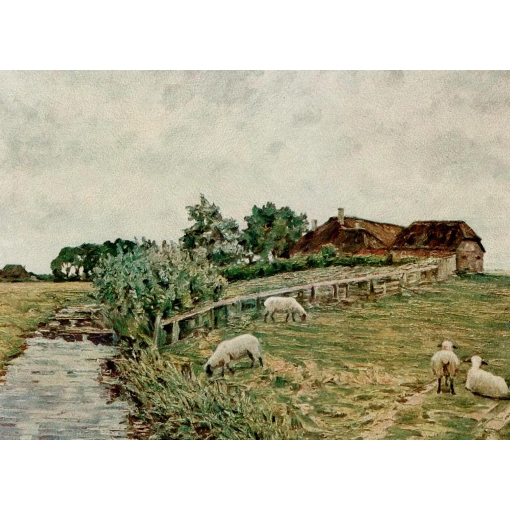 Vintage Sheep Countryside Meadow Scenery Poster Farm Animal Jesus Prints Canvas Painting Wall Art Picture Home Living Room Decor