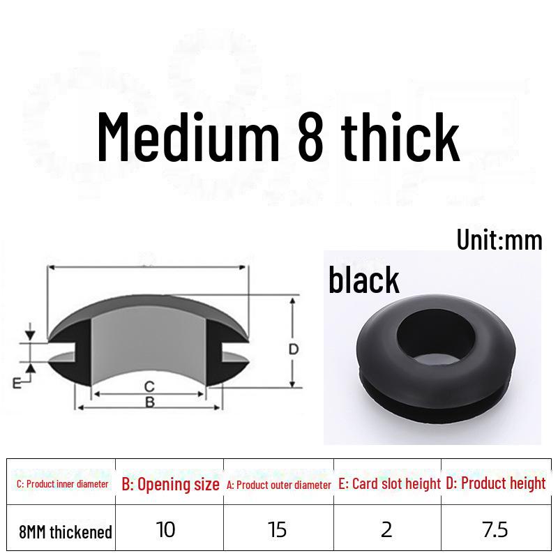 Черное двухстороннее резиновое защитное кольцо для провода