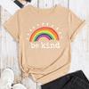 BE KIND Cotton T-Shirt Short Sleeve Round Neck Women 2d Print Tops